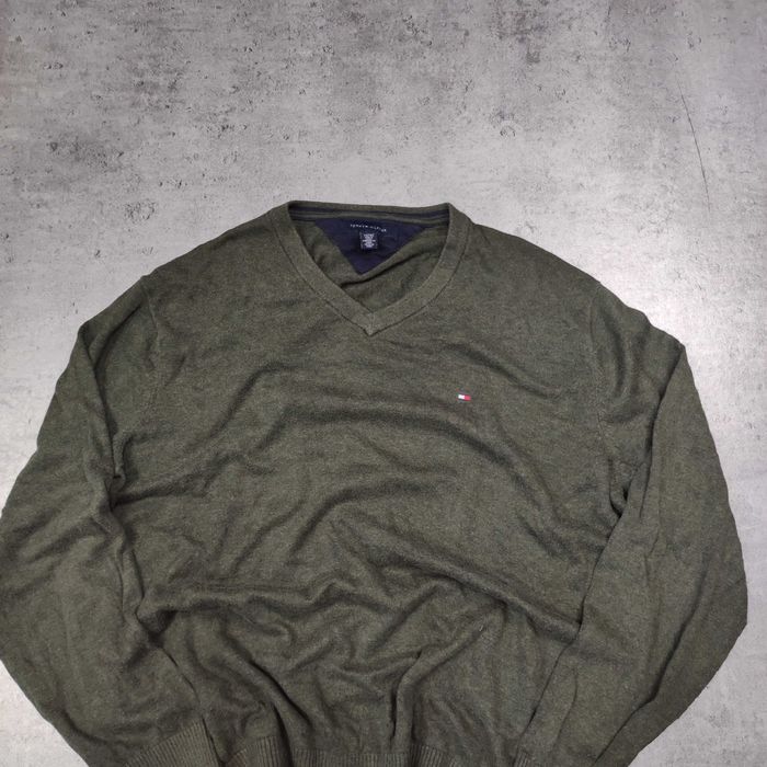 MĘSKI PREMIUM Sweter Kołnierzyk V Bawełna Tommy Hilfiger Elegancki