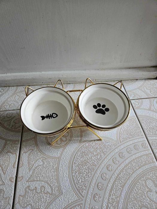 Miski miska dla psa na karmę i wodę dla kota złote  glamour eleganckie
