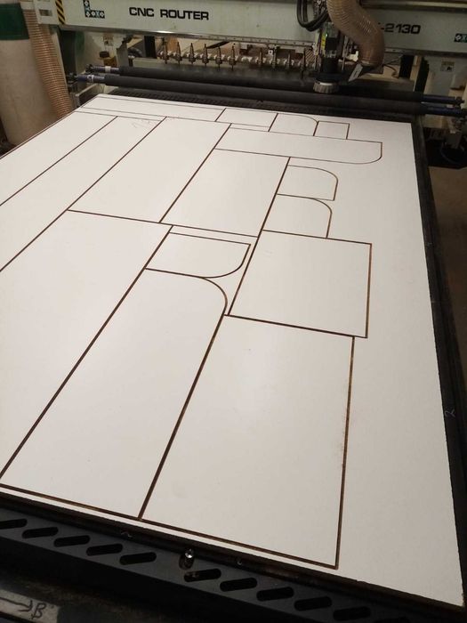 Frezowanie , Cięcie okleinowanie płyt meblowych , blaty , fronty