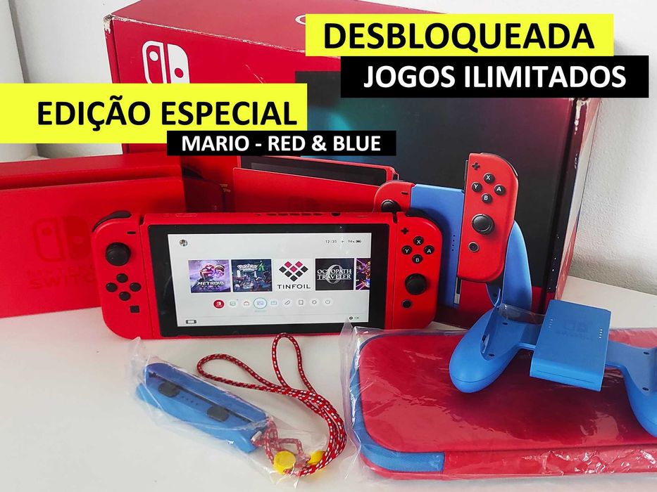 Nintendo Switch -  Edição Limitada Mario -  Desbloqueada CFW