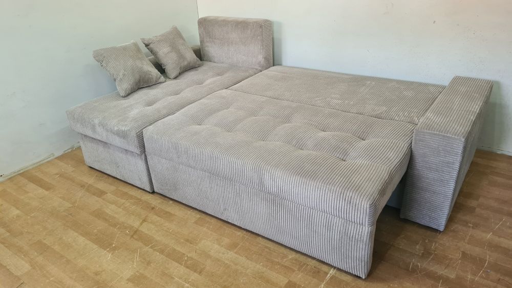 Nowy Narożnik sprężyny automat sztruks welur plusz kanapa sofa rogówka