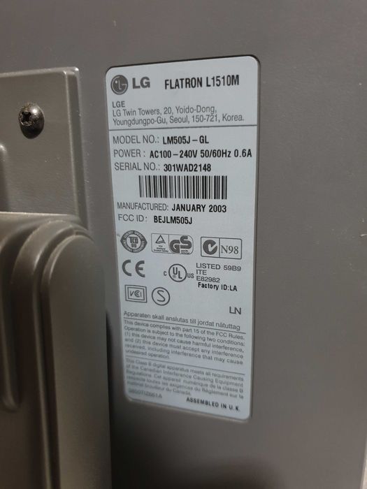 LG Monitor - FLATRON L1510M - 15'' - In Good Condition64552538532993123