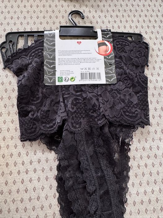 Majtki stringi czarne M 40-42 2 pary nowe koronkowe