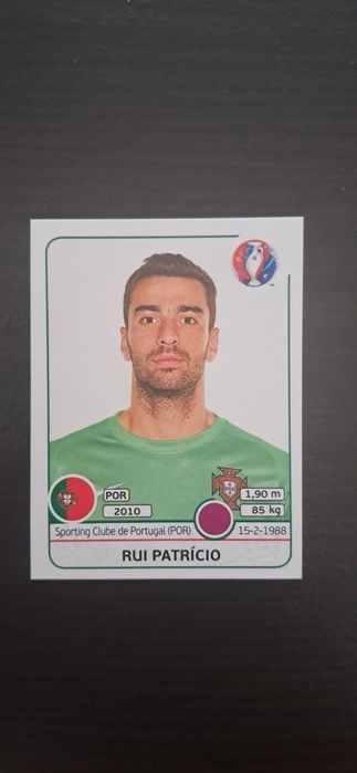 Cromo futebol de Rui Patricio(Euro 2016)da Panini