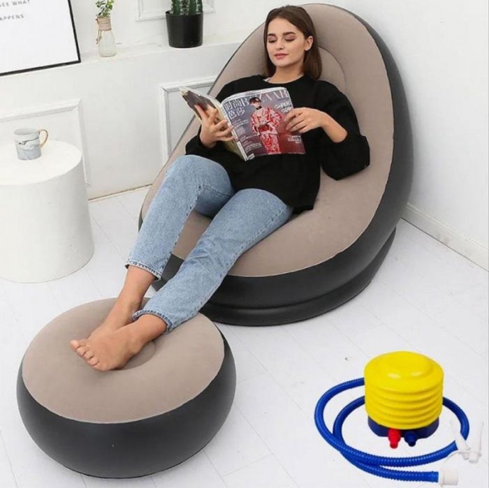 Надувний диван з пуфом,насосом Air Sofa