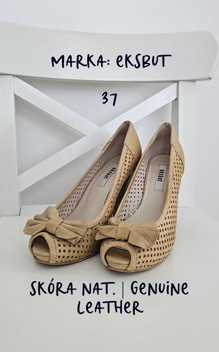 czółenka open toe z kokardkami Eksbut r. 37