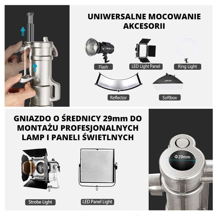 NEEWER 240 Statyw oświetleniowy + boom  potężny - wysokość do 4,5m