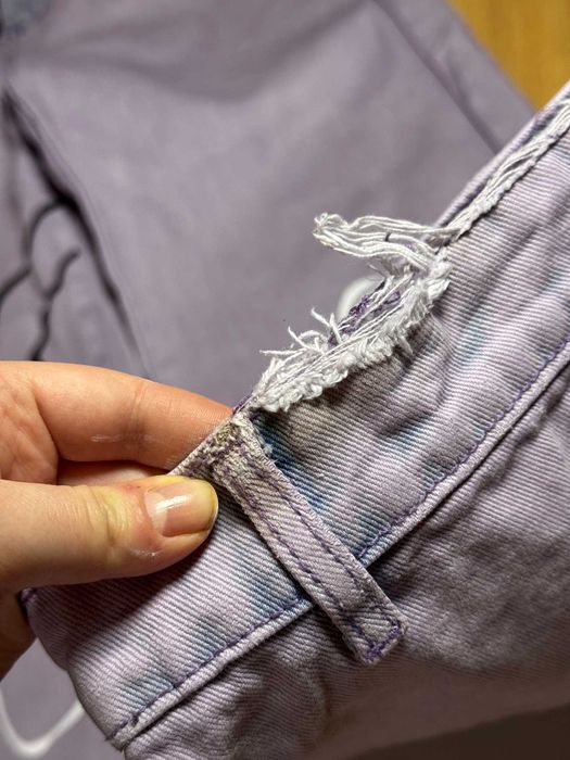 Spodnie Jeans Wzór Geometryczny Fioletowe #handmade recznie malowane
