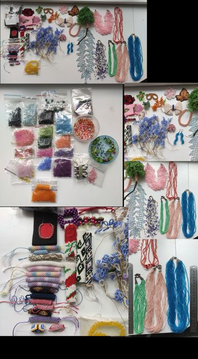 Лот для рукоделия бисер , разные бусы и не доделки