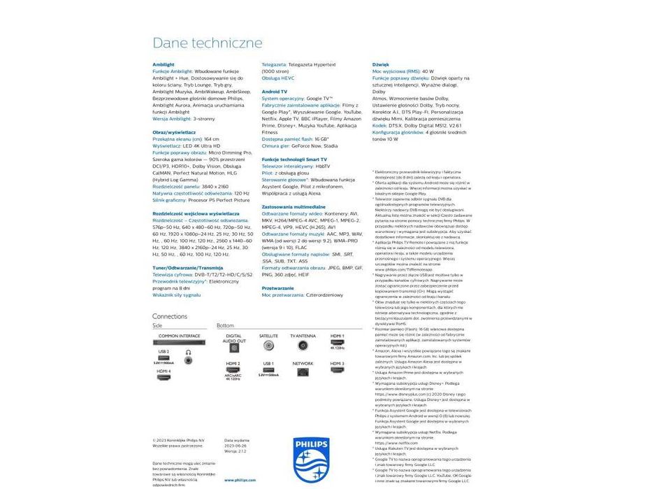 LED Tv Philips 65" SMART-TV dvb-t/2 hevc gwarancja