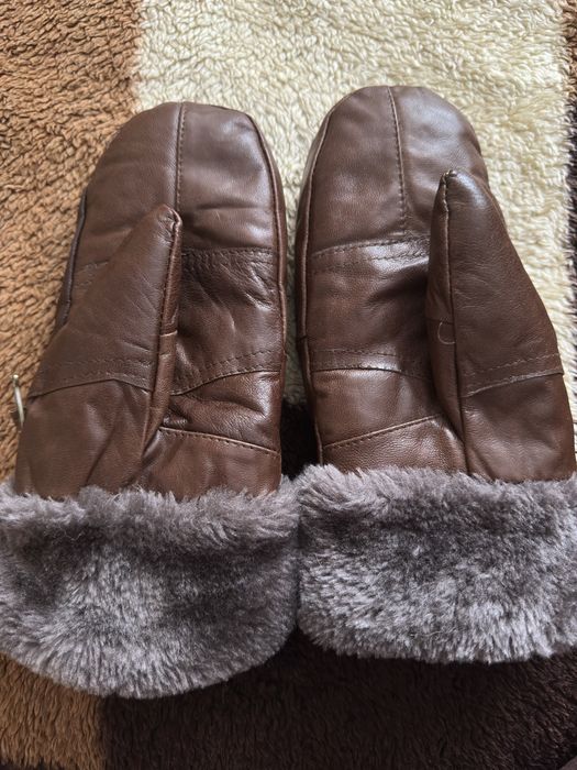Rekawiczki skorzane z misiem