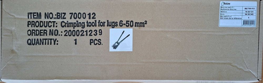 Alicate de cravação Bizline para terminais de 6 a 50 mm² (NOVO)