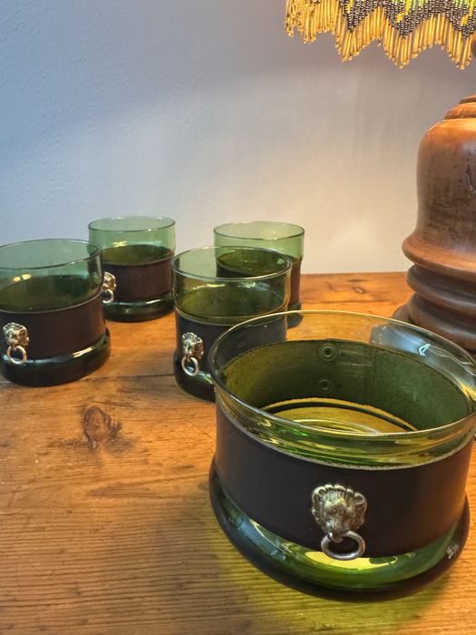Vintage Copos de whisky e balde gelo