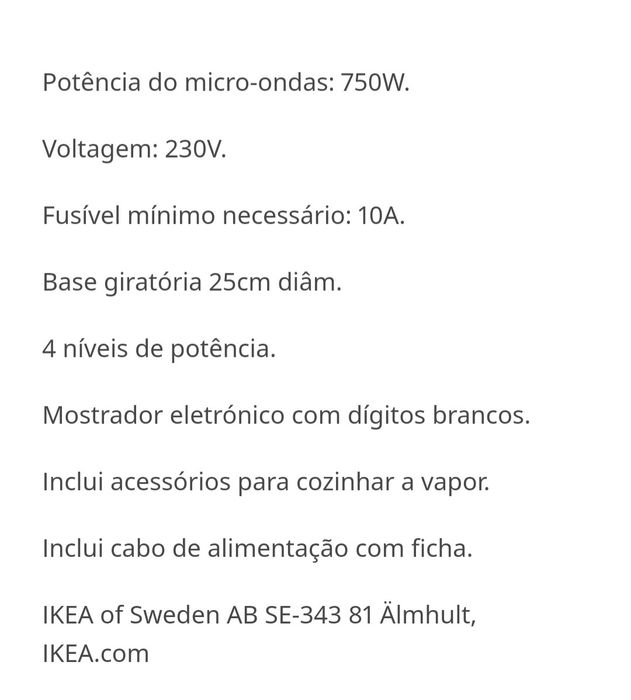 Microondas Ikea completamente novo