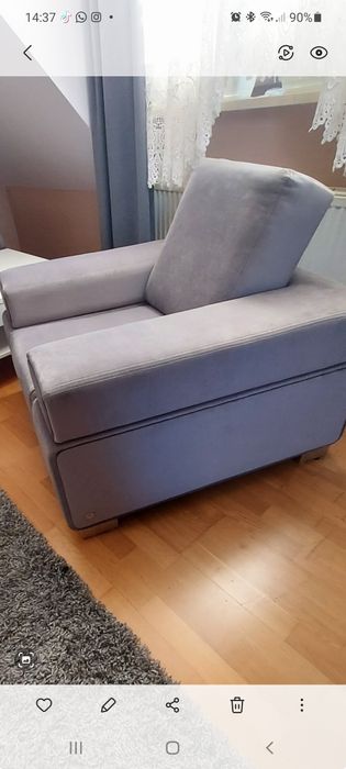 Szary komplet wypoczynkowy z funkcją spania