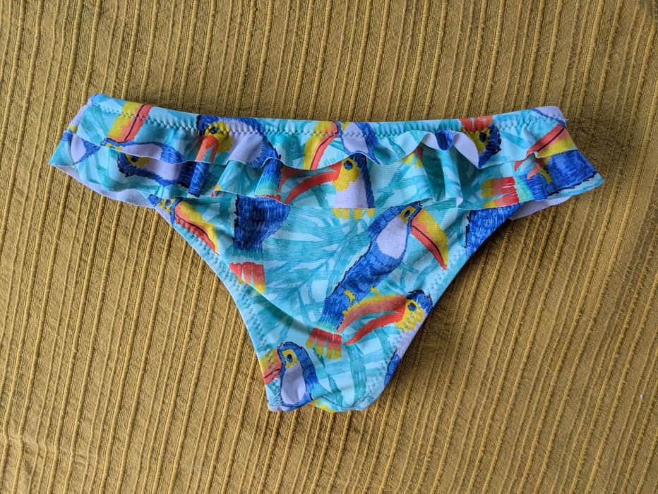 Cueca de Biquíni Menina Azul com Folhos, 5/6 Anos