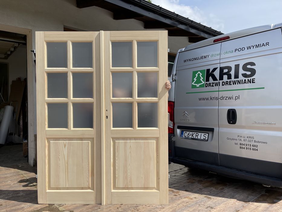 Drzwi wewnętrzne OD RĘKI  drewniane  dwuskrzydłowe  Cała Polska i ue