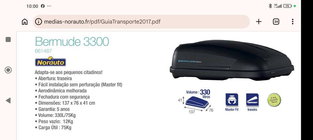 Bagageira de tejadilho Bermude 3300
