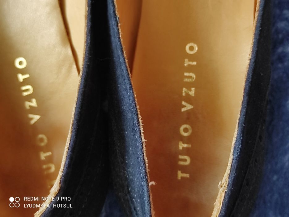 Шкіряні балєтки у чорній і синій замші