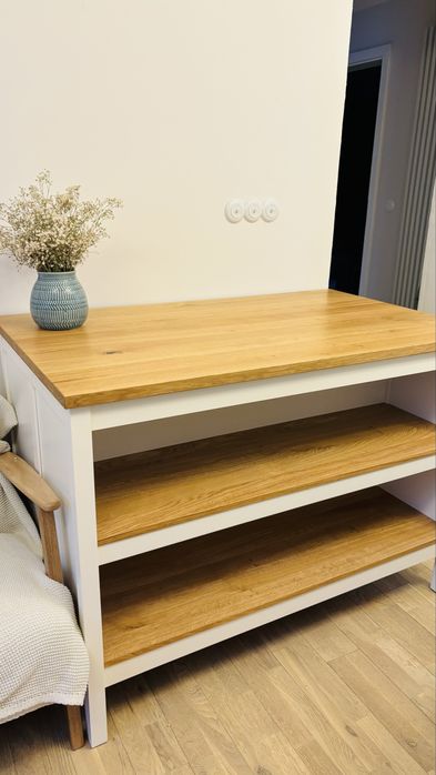 IKEA TORNVIKEN Wyspa kuchenna kremowy/dąb 126x77cm