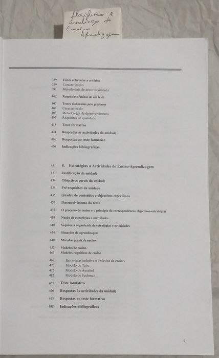 Planificação e avaliação do ensino e aprendizagem