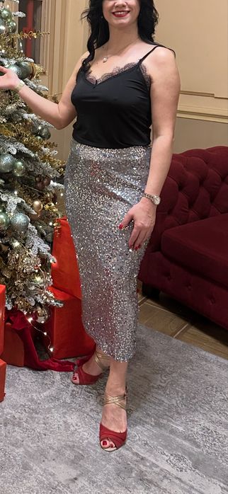 Спідниця паєтки M-L, майка топ М