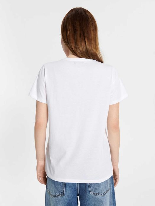 biały t-shirt z nadrukiem Sinsay
