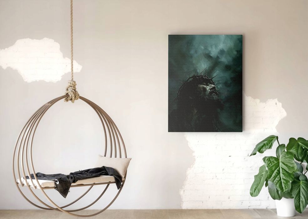 Obraz na płótnie Jezus Chrystus w koronie cierniowej krzyż 45x60