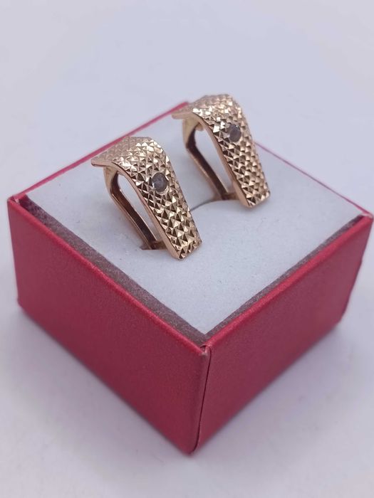 Złote Kolczyki Z Kamieniami Zdobienia Różowe Złoto PR585 14K 532/06/25