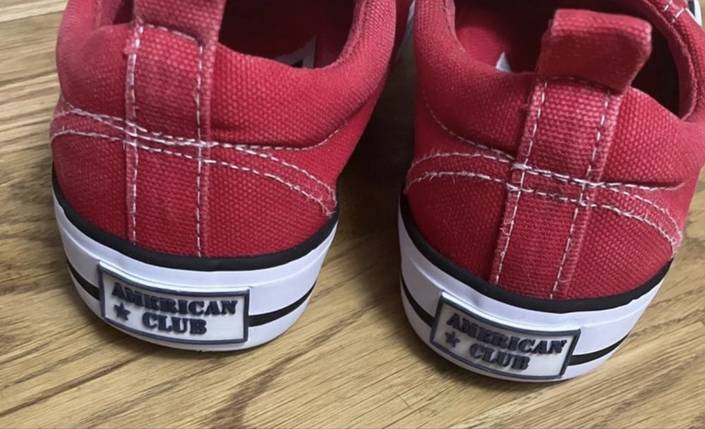 Czerwone trampki dziecięce na rzepy American Club 32