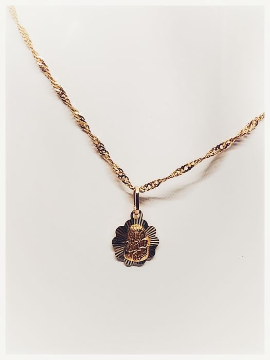 Złoty łańcuszek z medalikiem 585 Komunia/Chrzest