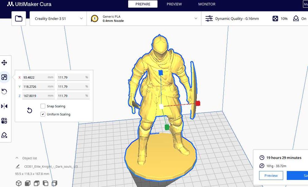 Elitarny rycerz Elite Knight - Dark souls statuetka Druk 3D PLA biały