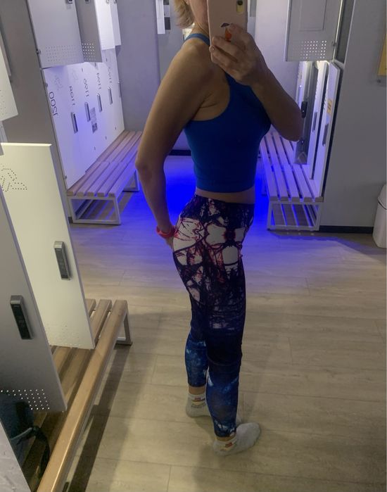 Синий топ безшовный фитнес S-M 150 гр