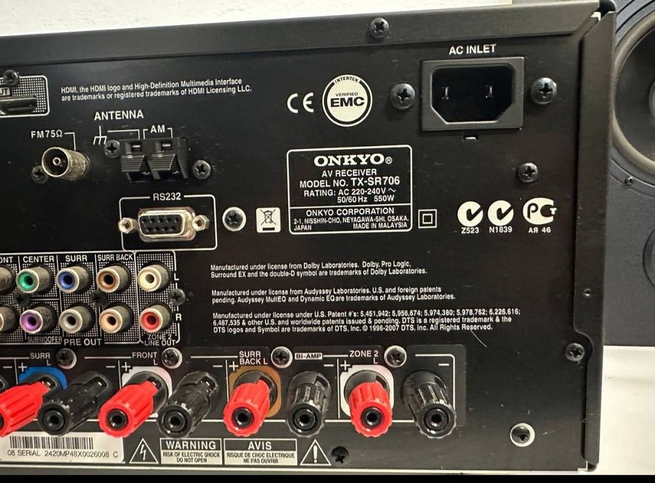 7.1 Amplituner Onkyo TX-SR 706, 7*175 Wat, HDMI, LipSync, Dolby TrueHD