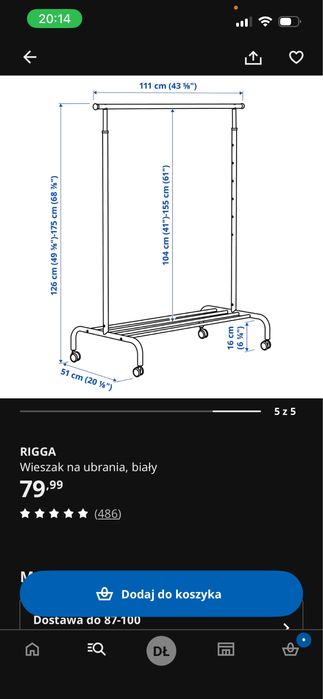 Wieszak na ubrania Rigga