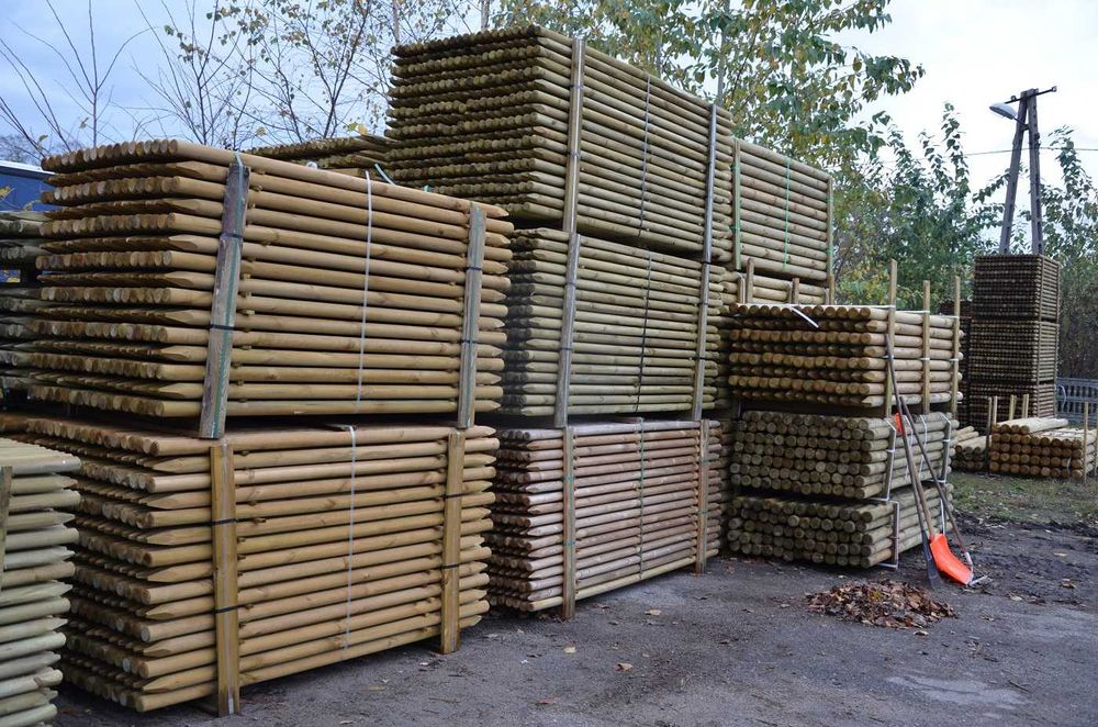 Palisada drewniana wałki paliki do drzewek sosnowe 5x200cm wysyłka!