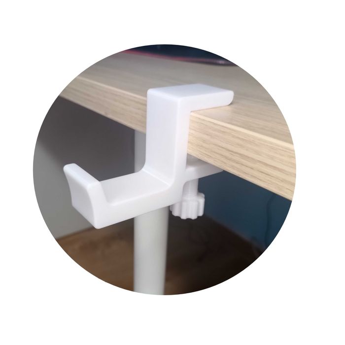 Uchwyt Wieszak Do Blatu Biurka Na Słuchawki Szybki Montaż Biały