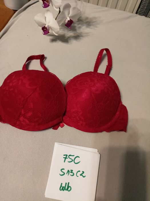 Czerwony stanik biustonosz push up hunke Muller 75 C