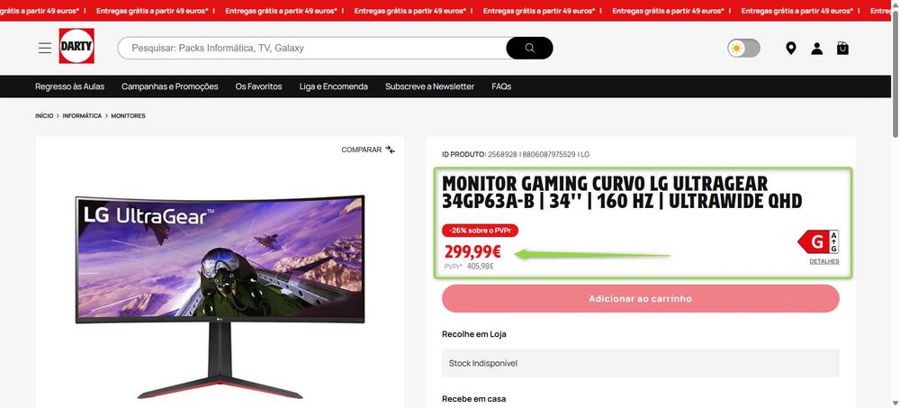 Vendo Monitor Gaming Curvo LG UltraGear 34" UltraWide