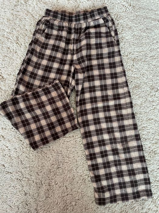 Spodnie w kratkę H&M na 134 cm 30 zł ciepłe i miękkie