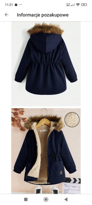 Ocieplana kurtka zimowa dla dziewczynki 4-5 lat