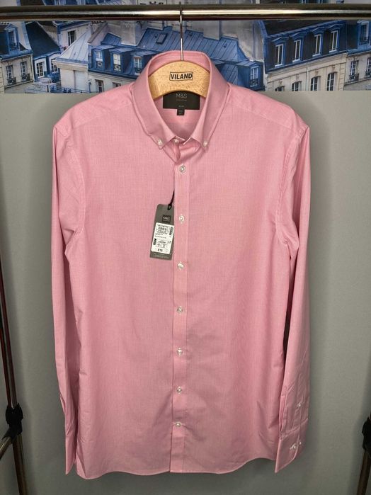 Рубашка M&S Collection Slim Fit — новая с бирками, британская классика по доступной цене!