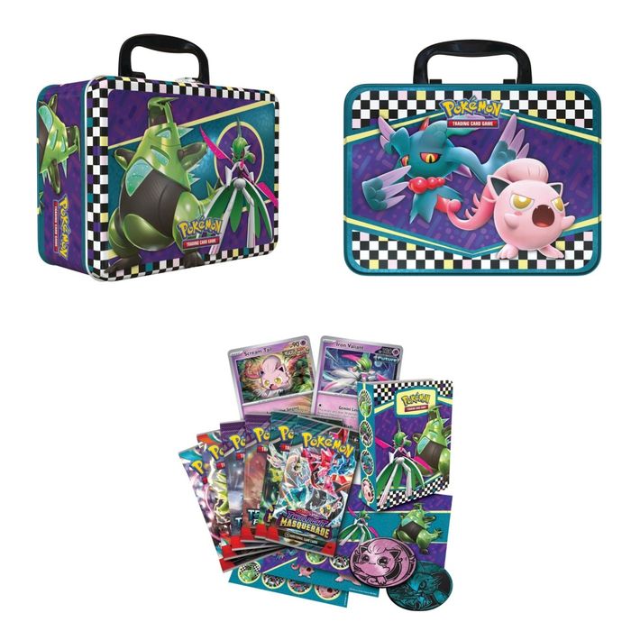 Caixa metalica + Cartas Pokémon TCG + Moeda (seladas)