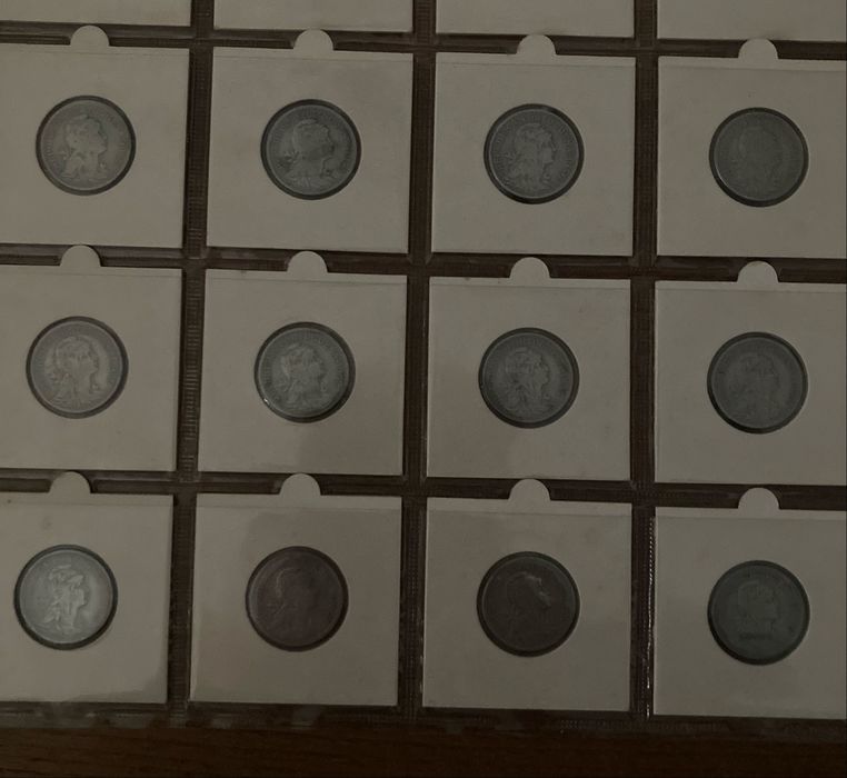 Duas séries completas de 50 centavos de alpaca e bronze