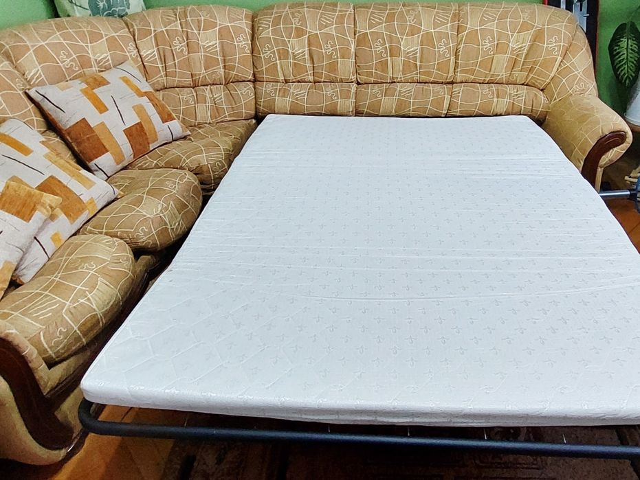 Kanapa rozkładana Narożnik 3-częściowy z funkcją spania + schowek + fo