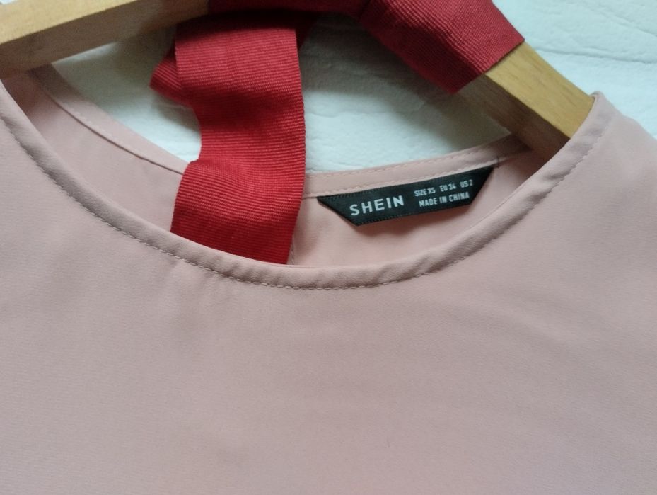 Shein sukienka plisowana długa na bal komunię pudrowy róż 34/36