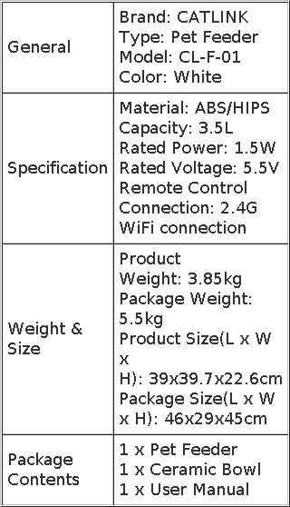 Alimentador Automático para gatos Catlink 3,5L com App NOVO