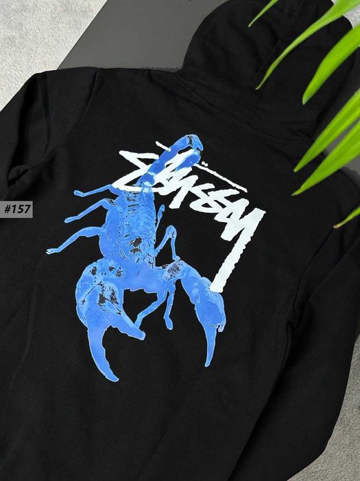 BIG Logo • Черное Худи Stussy Scorpion • Кофта Зіпка Стуссі Чорна