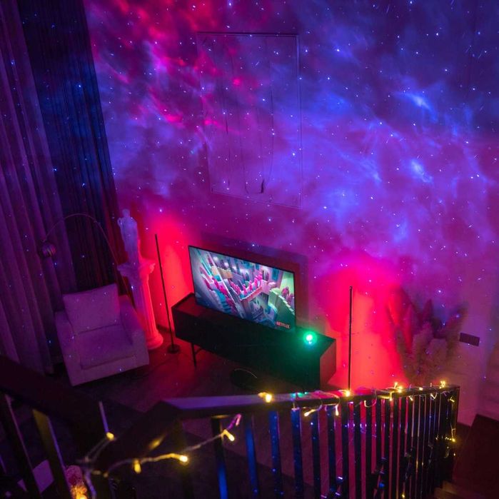 Lampka Nocna Laserowy Projektor Gwiazd Rzutnik Dla Dziecka Pilot