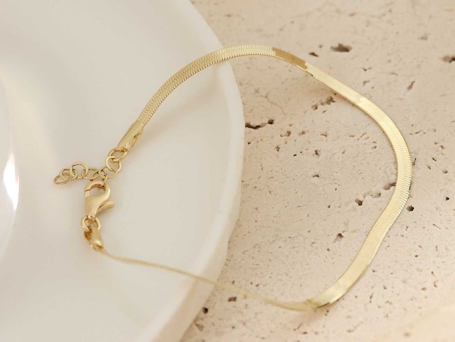 Złota bransoletka delikatna taśma płaski splot 2.8mm PR 585